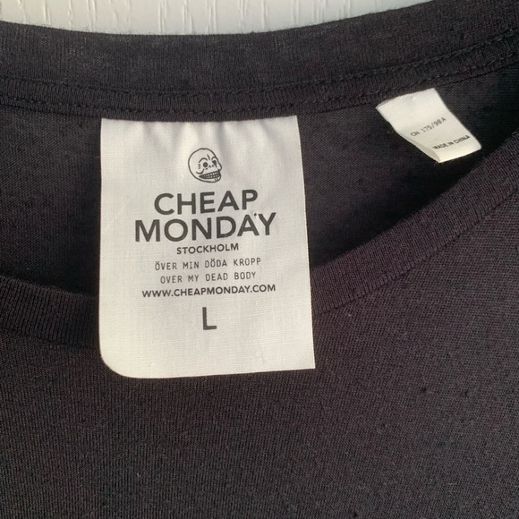 Women’s Large Cheap Monday Black Long Tee Shirt Dress Cover Up Black - Picture 3 of 3